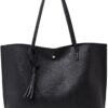 Ladies Handbag, Black Tote Bag for Ladies, Handbags for Women Soft Leather Large Capacity Waterproof Modern Handbag for Work School Shopping Leisure