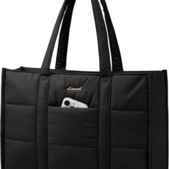 LOVEVOOK Tote Bags for Women, Puffer Quilted Work Bag Ladies Handbags with Zip, Large Womens Totes Hand Bag with Laptop Compartments for School Uni Teacher College