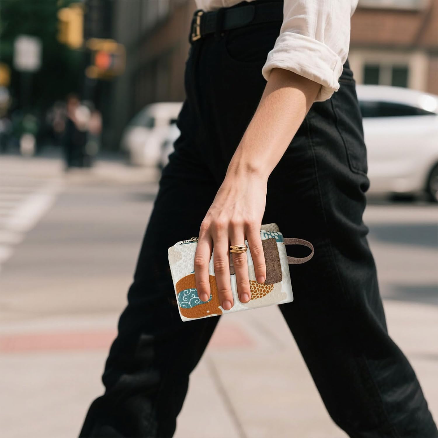 Small Purses for Women Stylish Ladies Wallet with Detachable Wrist Strap, Multi Card Slot Women Wallets Portable Ladies Purse with 11 Card Slots and 2 Zip Pockets (Elephant)