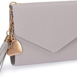 Small Wallet for Woman,Slim Purse Small Synthetic Leather Wallet with Card Holder Zipper Coin Purse for Ladies,Gray