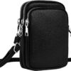 Soft Vegan Leather Phone Crossbody Bag for Women 3 Layer Zipper Pockets Cell Phone Purse Wallet Mini Shoulder Handbags with Adjustable Strap