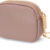 Women Small Coin Pouch Purses Mini Leather Change Wallet Women Zipper Pocket with Keychain (Pink)