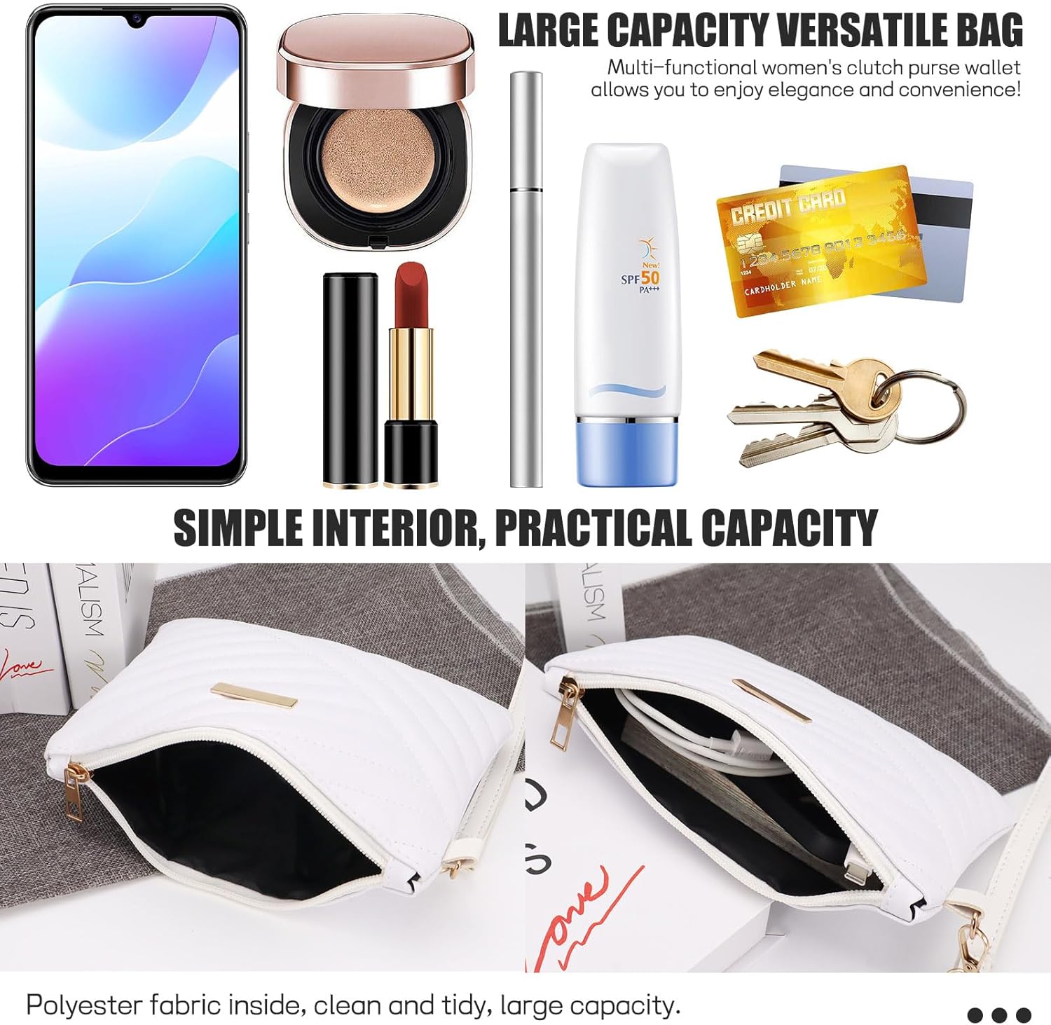 White Wristlets Wallets for Women, Womens Wristlet Wallets, Small Crossbody Phone Bags for Daily Shopping