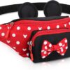 Disney Minnie Mouse Fanny Pack for Women, Travel Waist Bag with Mouse Ears, Teen Girls Belt Pack, Outdoor Hiking Bum Bag