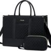 LOVEVOOK Handbags for Women Laptop Bags 15.6 Inch, Ladies Tote Bag for Work Office Business School, Large Womens Shoulder Bag with Adjustable Straps & Clutch Bag Lightweight, Black