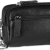 Leather Key Case, Car Key Case Wallet, Portable Vintage Key Holder Bag, Multi-Functional Zipper Key Case for Men Women, Coin Purse with Key Ring & Zipper