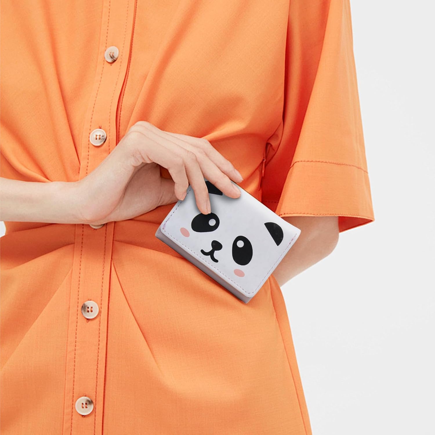 FuninCrea Small Ladies Purse Cute Panda Wallet for Women and Girls, PU Leather Women Wallet with 7 Card Slots and ID Windows, Womens Purse for Card, ID Card, Photo, Cash (Pink Panda)