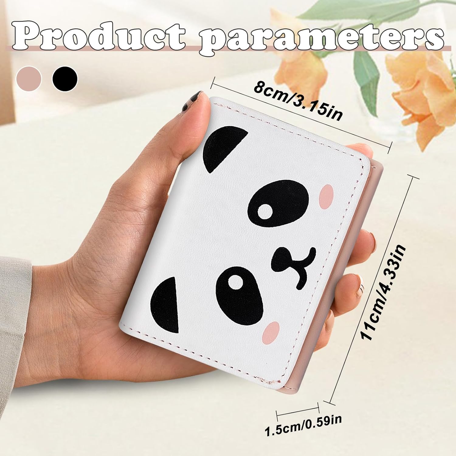 FuninCrea Small Ladies Purse Cute Panda Wallet for Women and Girls, PU Leather Women Wallet with 7 Card Slots and ID Windows, Womens Purse for Card, ID Card, Photo, Cash (Pink Panda)