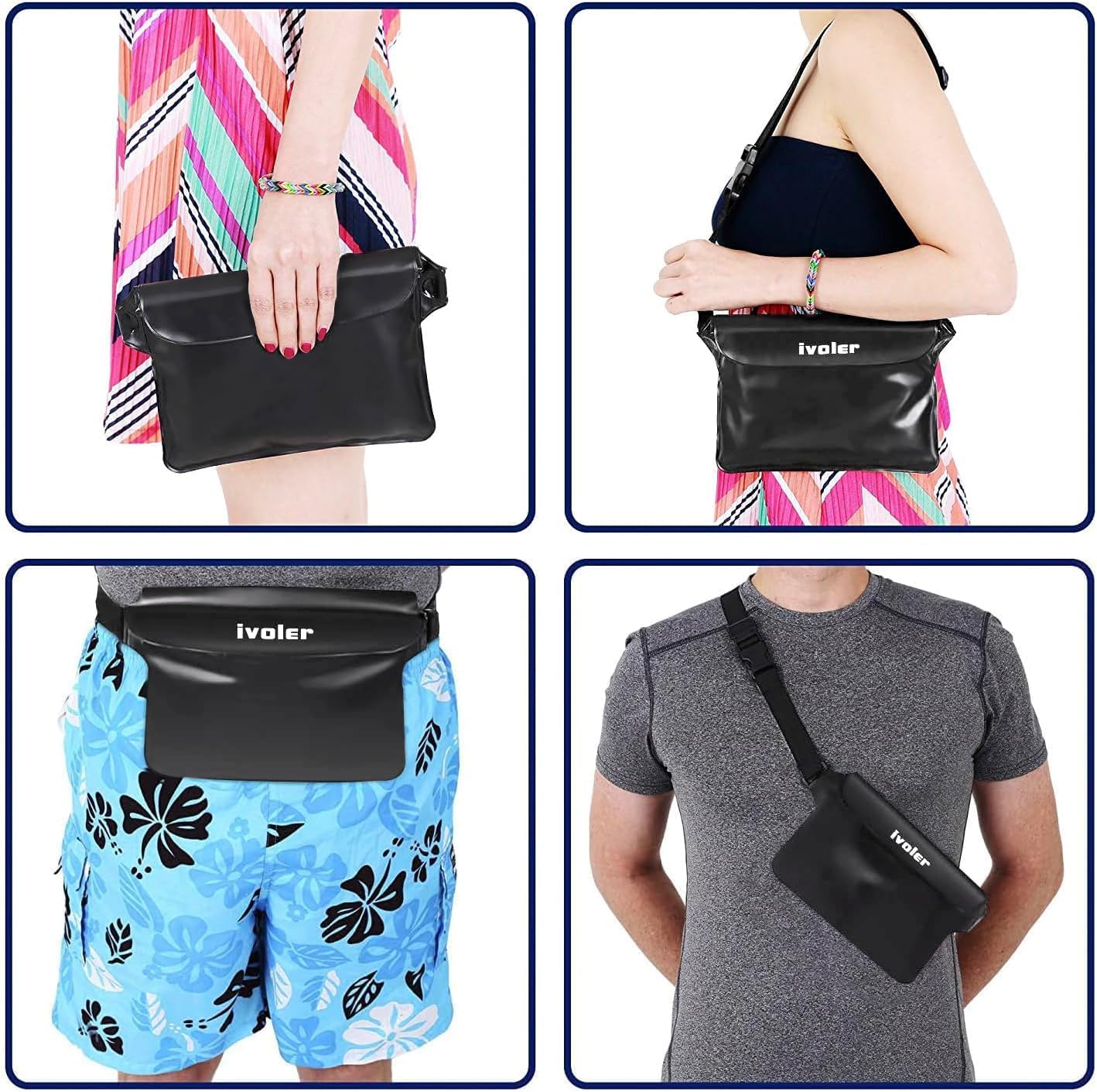 ivoler Pack of 2 Universal Waterproof Waist Bag with Waist Strap