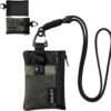 VULKIT Minimalist Small Wallet with ID Window, RFID Blocking Card Holder Water Resistant Zip ID Card Case Wallet with Lanyard Keychain for Cards,Cash,Key, Coin (Army-Green-Black)