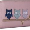 Woodland Leathers Italian Designed Women's Wallets, Card Cases & Money Organisers, Roomy, Super Soft and Fancy Ladies Purse Clutch, Multi Compartment Card Organiser Purse (Owls Pink)