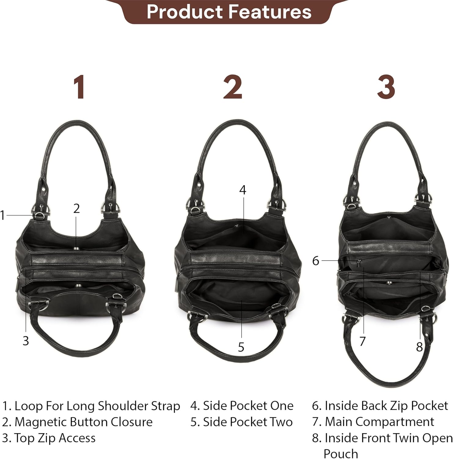 Mabel London Shoulder Bag for Women – Faux Leather Lightweight Crossbody Handbag – Vegan Everyday Handbag with Zipped Compartments – Ideal for Work, Travel & Casual Outfits