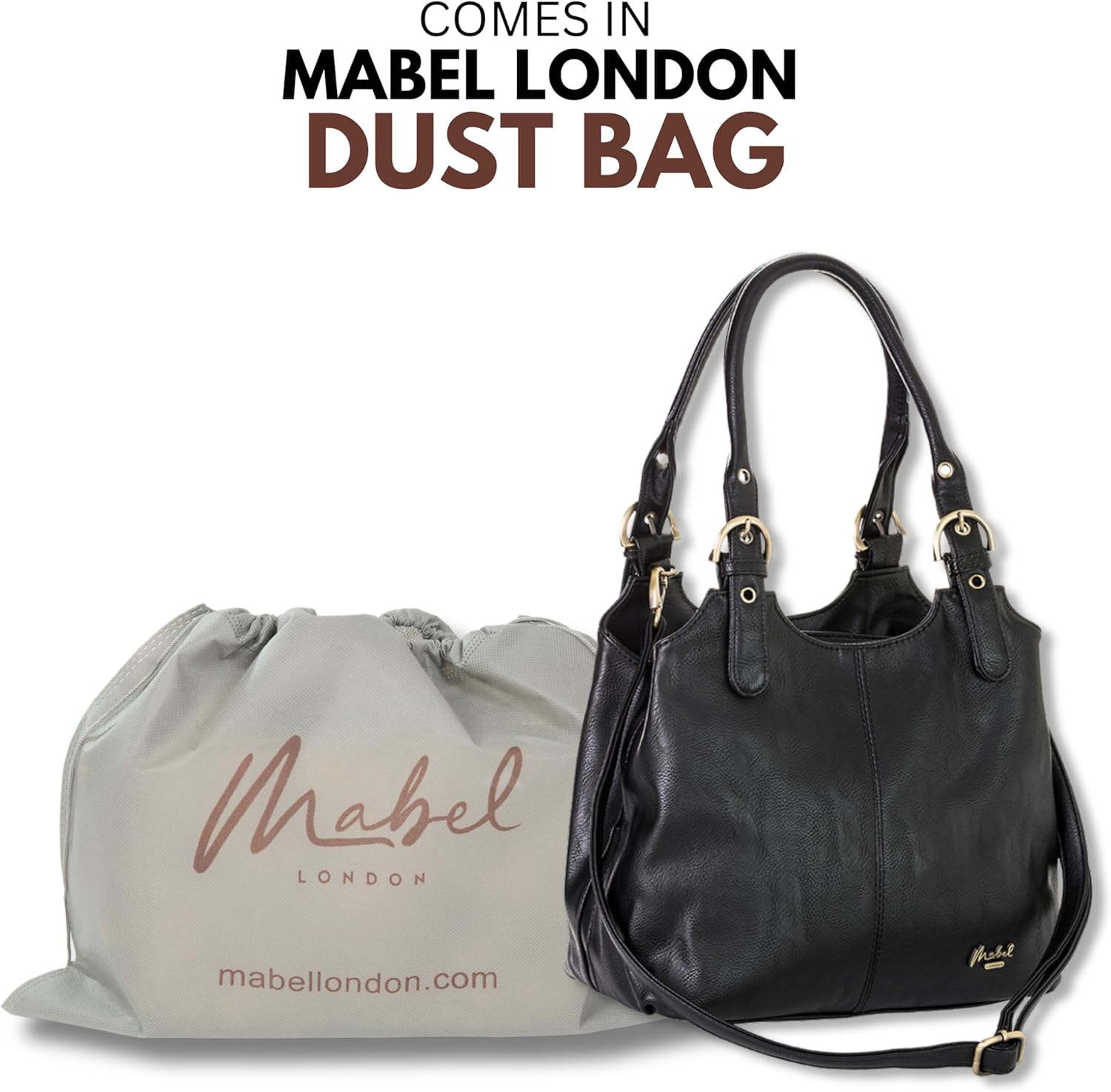 Mabel London Shoulder Bag for Women – Faux Leather Lightweight Crossbody Handbag – Vegan Everyday Handbag with Zipped Compartments – Ideal for Work, Travel & Casual Outfits