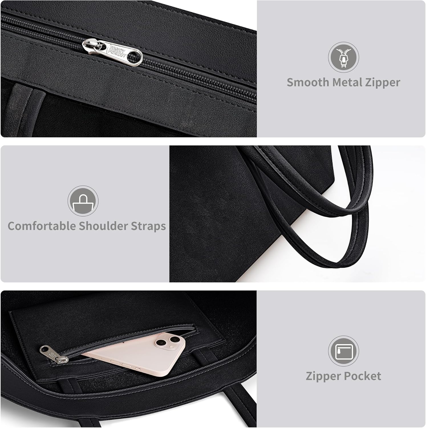 KALIDI Tote Bag Handbags for Women Large shoulder bag with Zipper Waterproof PU Women's Totes Ladies Bag for Work School Travel Daily Use